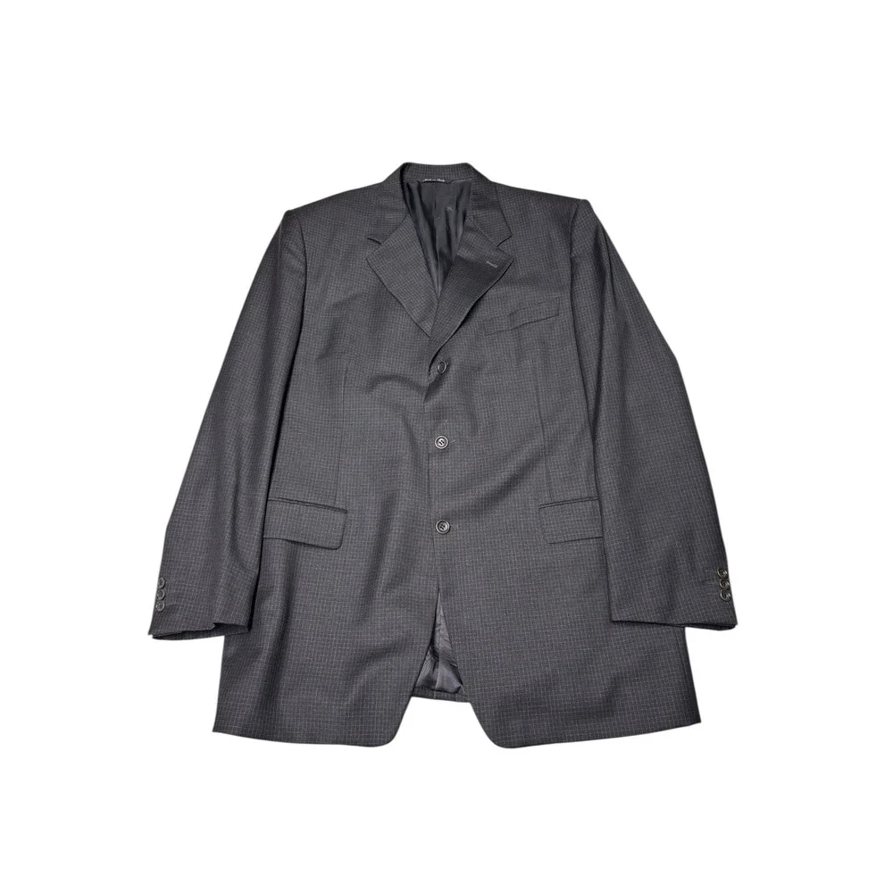Canali Proposta Mens Charcoal Windowpane Wool Blazer Made in Italy Size 58 L - Picture 1 of 15